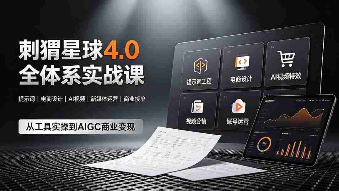 （19224期）刺猬星球4.0全体系实战课，覆盖提示词工程、电商设计、AI视频特效与新媒体运营，一站式掌握AIGC商业核心技能