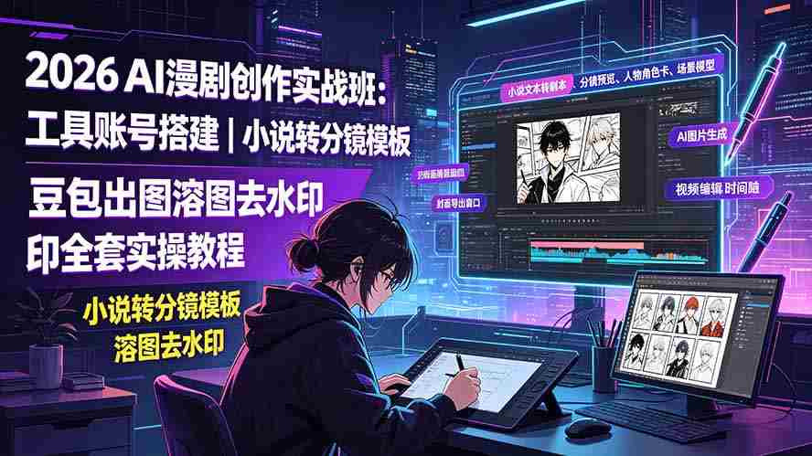 （19433期）2026AI漫剧创作实战班：工具账号搭建｜小说转分镜模板｜豆包出图溶图去水印全套实操教程