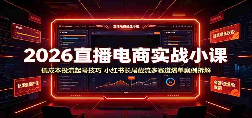 2026直播电商实战小课：低成本投流起号技巧，小红书长尾截流多赛道爆单案例拆解