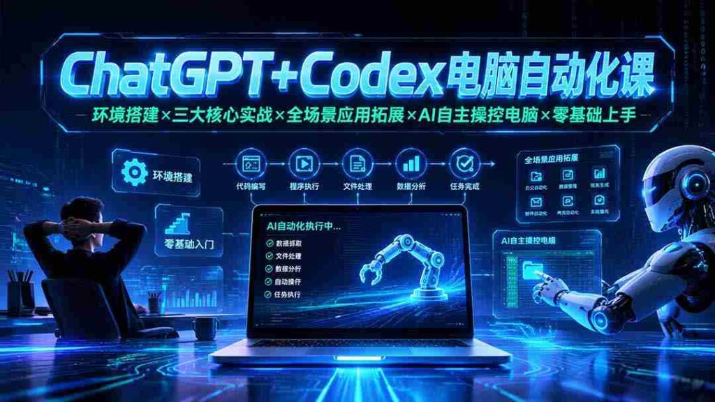 （19583期）ChatGPT+Codex电脑自动化课：环境搭建×三大核心实战×全场景应用拓展×AI自主操控电脑×零基础上手