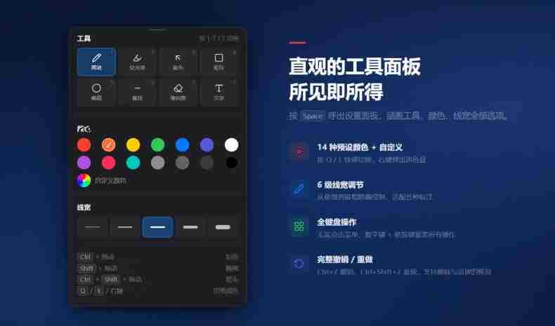 开源轻量级屏幕标注工具，1.4MB实现电脑全屏变自由画布！支持8种标注工具和全键盘操控MarkerOn