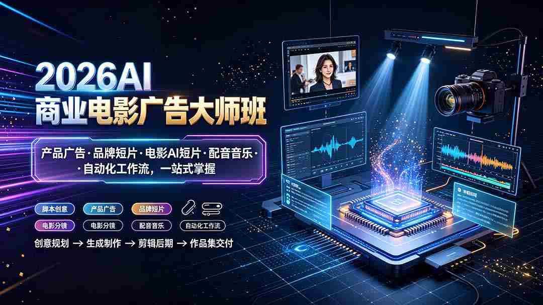 （19303期）2026AI商业电影广告大师班：产品广告·品牌短片·电影AI短片·配音音乐·自动化工作流，一站式掌握