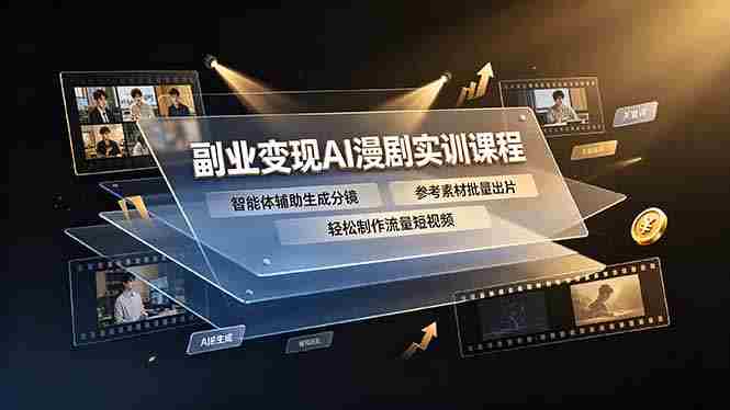 （19187期）副业变现AI漫剧实训课程，智能体辅助生成分镜，参考素材批量出片，轻松制作流量短视频
