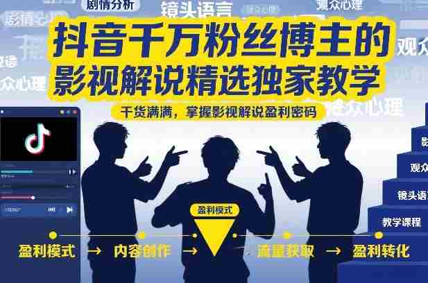 抖音千万粉丝博主的影视解说精选独家教学，干货满满，掌握影视解说盈利密码（更新）