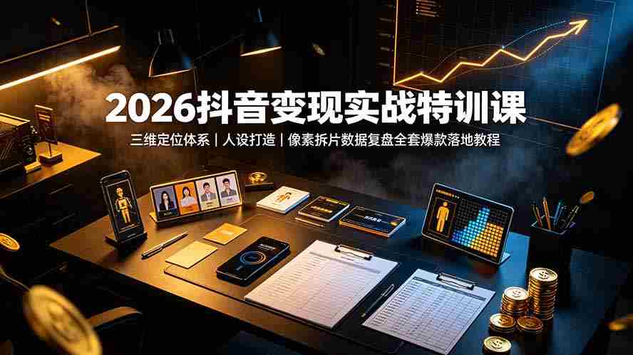 （19419期）2026抖音变现实战特训课：三维定位体系｜人设打造｜像素拆片数据复盘全套爆款落地教程