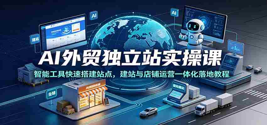 AI外贸独立站实操课：智能工具快速搭建站点，建站与店铺运营一体化落地教程