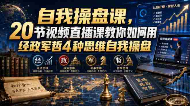 自我操盘课,20节视频直播课教你如何用经政军哲4种思维自我操盘-中创网,冒泡网,福缘网创业项目大全-创安网