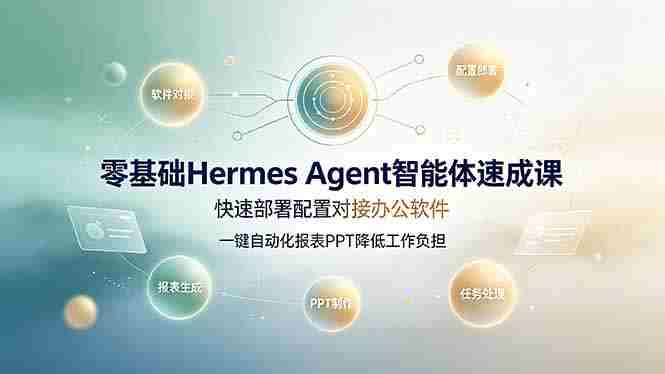 （19156期）零基础Hermes Agent智能体速成课，快速部署配置对接办公软件；一键自动化报表PPT降低工作负担