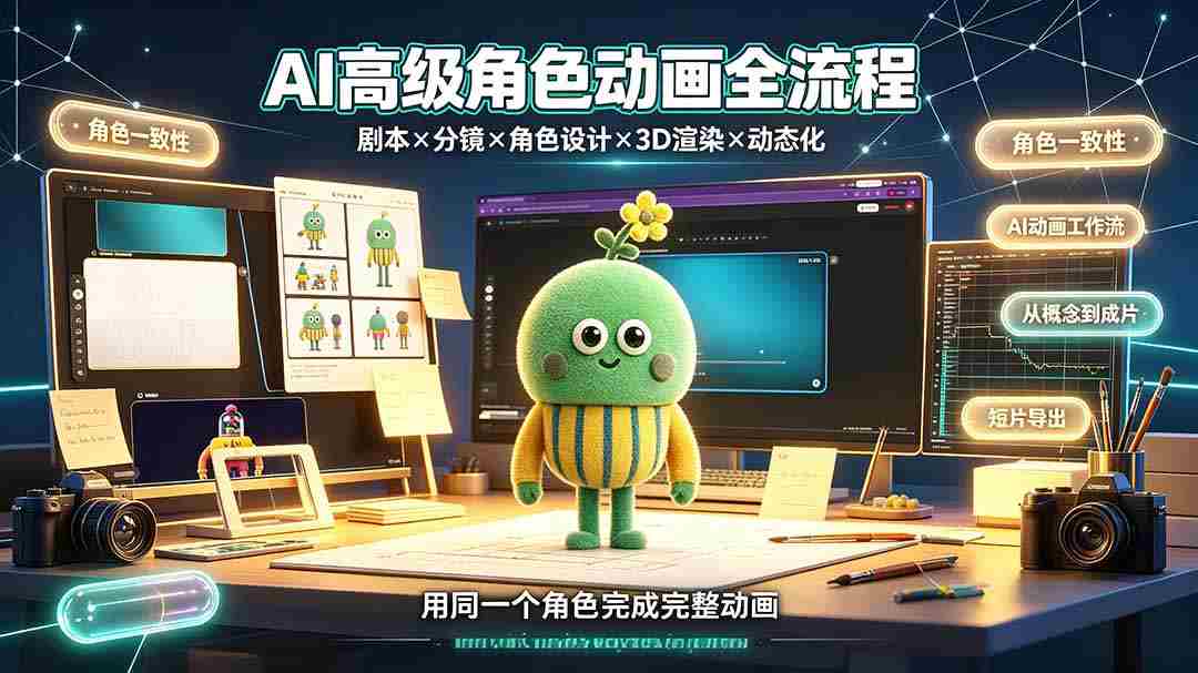 （19304期）AI高级角色动画全流程：剧本×分镜×角色设计×3D渲染×动态化，从概念到成片一站式教学