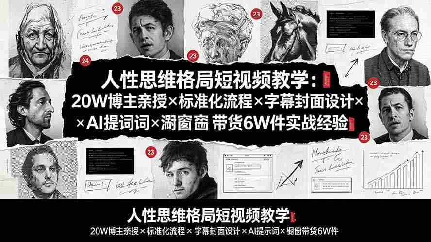 （19538期）人性思维格局短视频教学：20W博主亲授×标准化流程×字幕封面设计×AI提示词×橱窗带货6W件实战经验