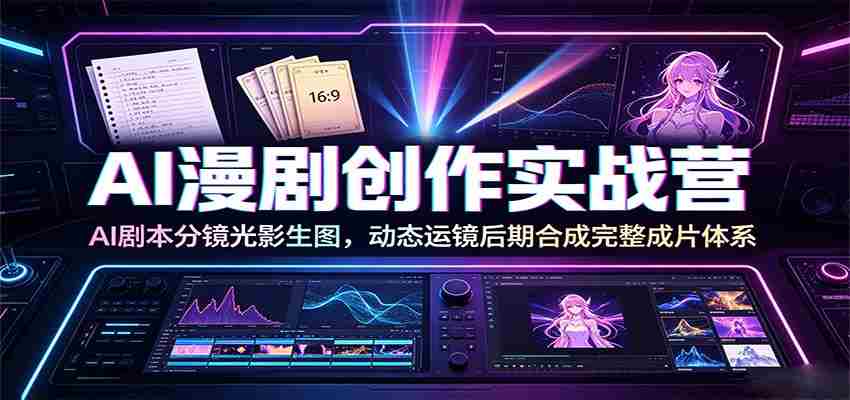 AI漫剧创作实战营：AI剧本分镜光影生图，动态运镜后期合成完整成片体系