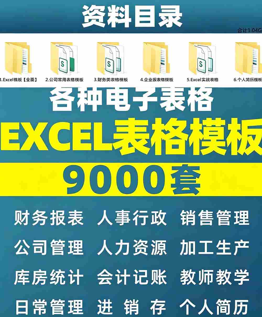（19530期）自费购买素材合集！超全Excel常用模版系列，分类清晰，共9000+套excel模型合集+个人简历素材