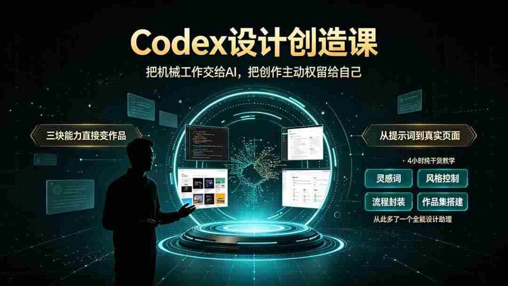 （19362期）Codex设计创造课-2期，小白也能掌握的Codex设计创造技巧，把机械工作交给AI，把创作主动权留给自己