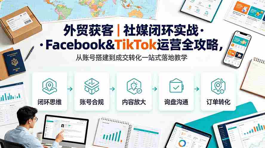 （19526期）外贸获客｜社媒闭环实战·Facebook&TikTok运营全攻略，从账号搭建到成交转化一站式落地教学