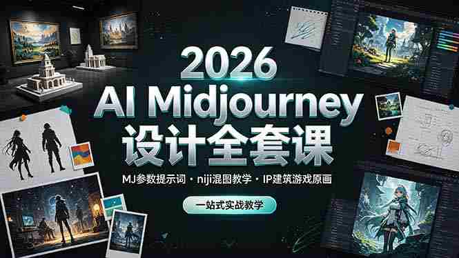 （19209期）2026 AI Midjourney设计全套课，MJ参数提示词niji混图教学，IP建筑游戏原画一站式实战教学