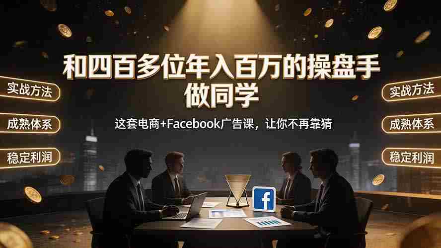 （19592期）和四百多位年入百万的操盘手做同学——这套电商+Facebook广告课，让你不再靠猜【原创双语字幕】