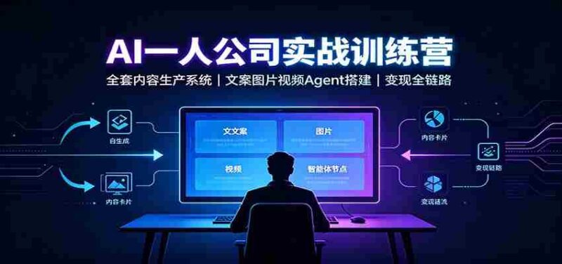 AI创作一人公司实战训练营：全套内容生产系统，文案图片视频Agent搭建变现全链路-中创网,冒泡网,福缘网创业项目大全-创安网