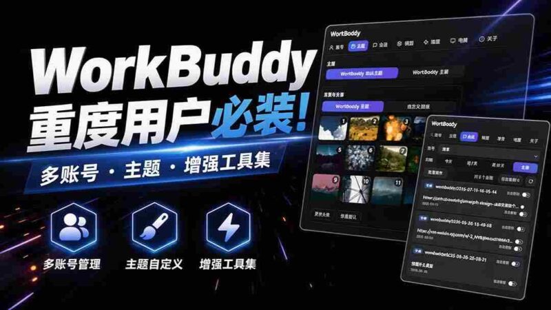 (20073期)WorkBuddy重度用户必装!多账号 · 主题 · 增强工具集,零侵入、零重签名,WorkDaddy-中创网,冒泡网,福缘网创业项目大全-创安网