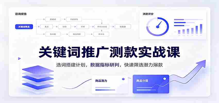 关键词推广测款实战课：选词搭建计划，数据指标研判，快速筛选潜力爆款