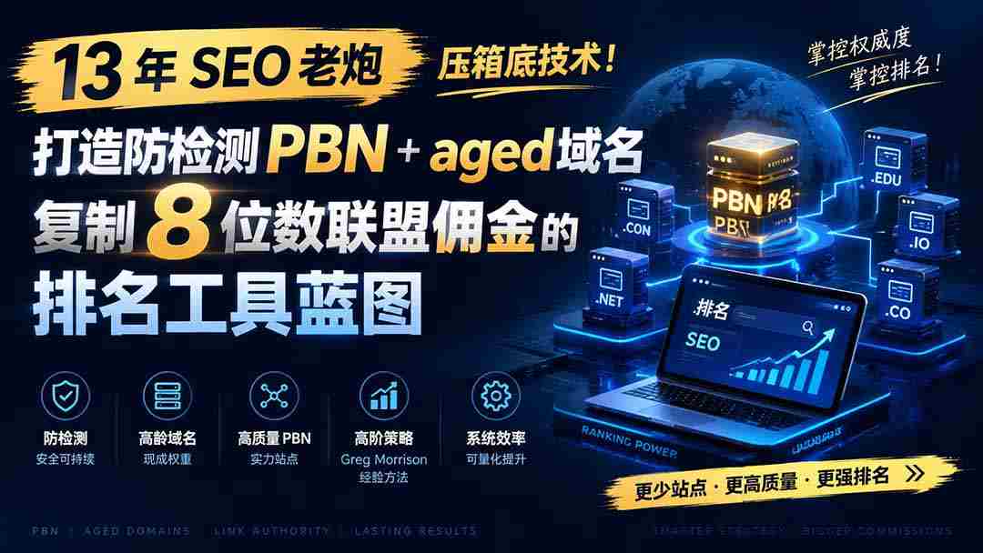 （19824期）13 年 SEO 老炮压箱底技术！打造防检测 PBN+aged 域名，复制 8 位数联盟佣金的排名工具蓝图【原创双语字幕】
