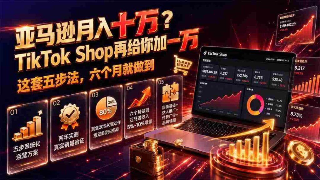 （19643期）亚马逊月入十万？TikTok Shop再给你加一万——这套五步法，六个月就做到【原创双语字幕】
