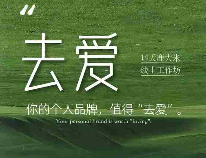 去爱14天鹿大米线上工作坊，你的个人品牌，值得“去爱”