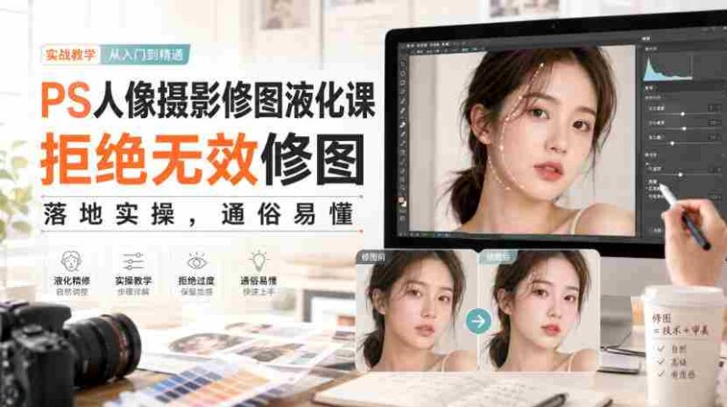 PS人像摄影修图液化课，拒绝无效修图，落地实操，通俗易懂-中创网,冒泡网,福缘网创业项目大全-创安网