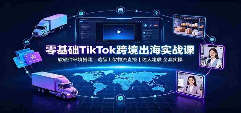 零基础TikTok跨境出海实战课：软硬件环境搭建，选品上架物流直播，达人建联全套实操-中创网,冒泡网,福缘网创业项目大全-创安网