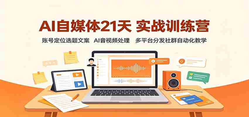 AI自媒体21天实战训练营：账号定位选题文案，AI音视频处理，多平台分发社群自动化教学