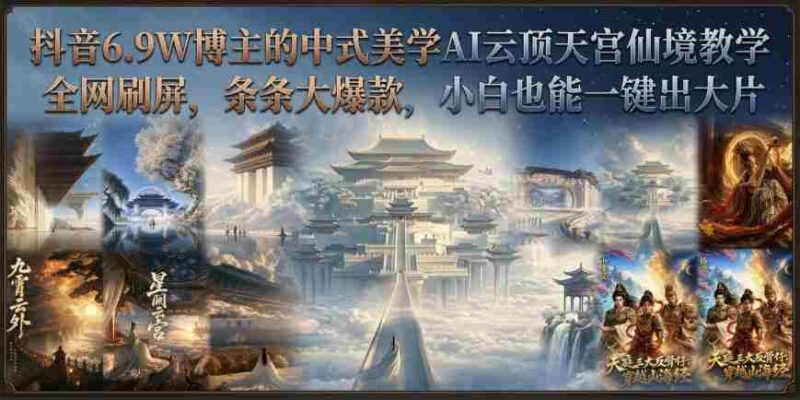 抖音6.9W博主的中式美学AI云顶天宫仙境教学，全网刷屏，条条大爆款，小白也能一键出大片-中创网,冒泡网,福缘网创业项目大全-创安网