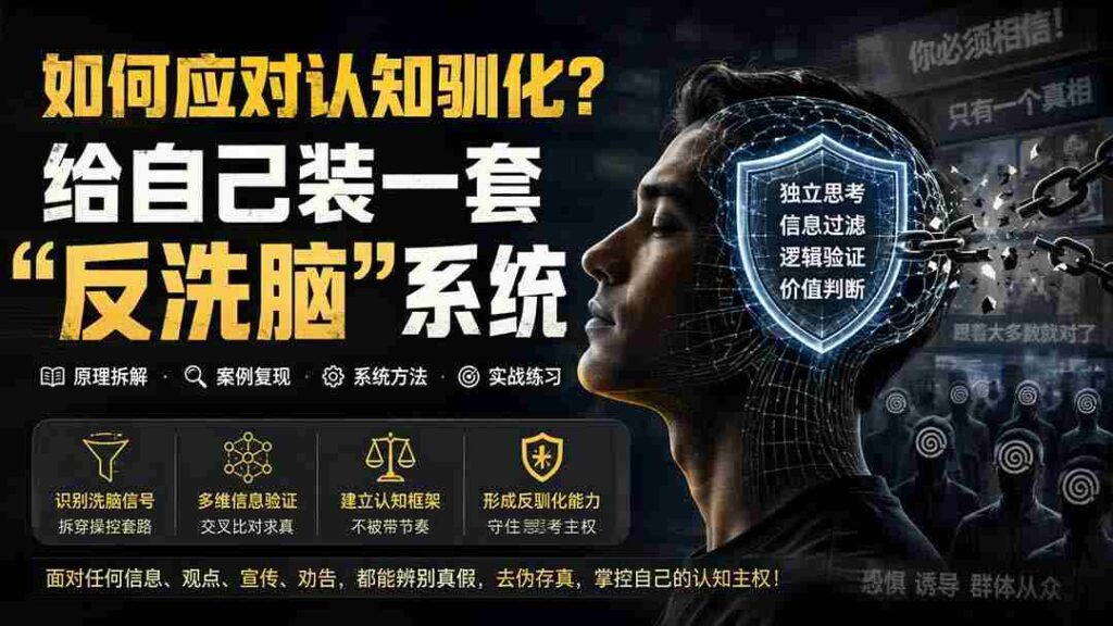 （19734期）付费文章：如何应对认知驯化？给自己装一套“反洗脑”系统