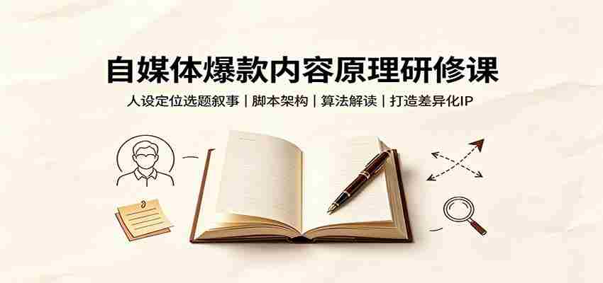 自媒体爆款内容原理研修课：人设定位选题叙事，脚本架构，算法解读打造差异化IP