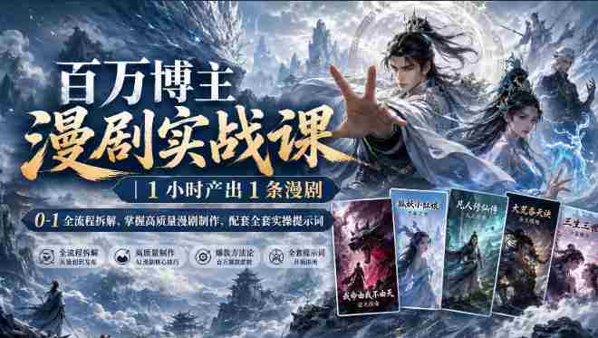 百万博主漫剧实战课｜1小时产出1条漫剧，0‑1全流程拆解，掌握高质量漫剧制作，配套全套实操提示词