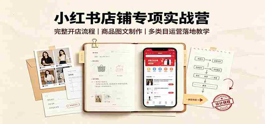 小红书店铺专项实战营：完整开店流程，商品图文制作，多类目运营落地教学