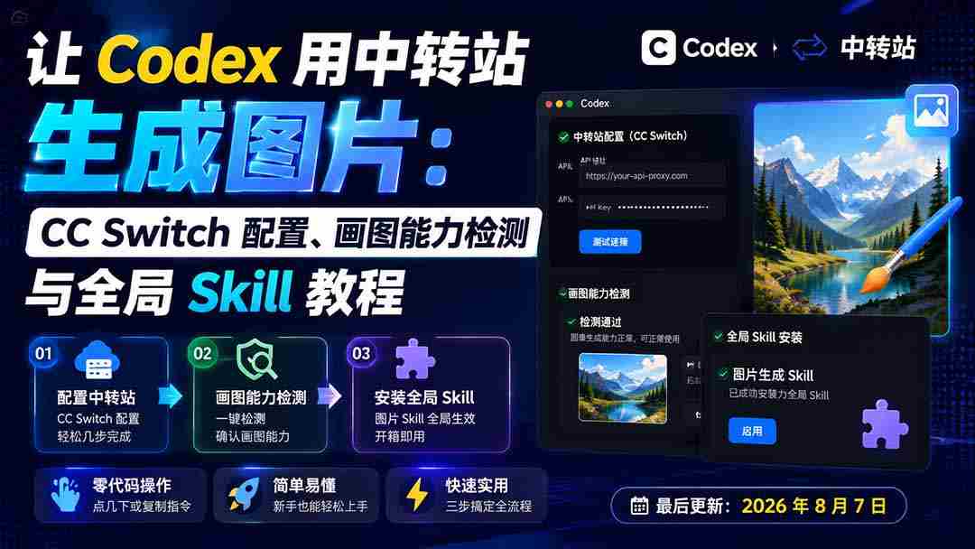 （19777期）让 Codex 用中转站生成图片：CC Switch 配置、画图能力检测与全局 Skill 教程