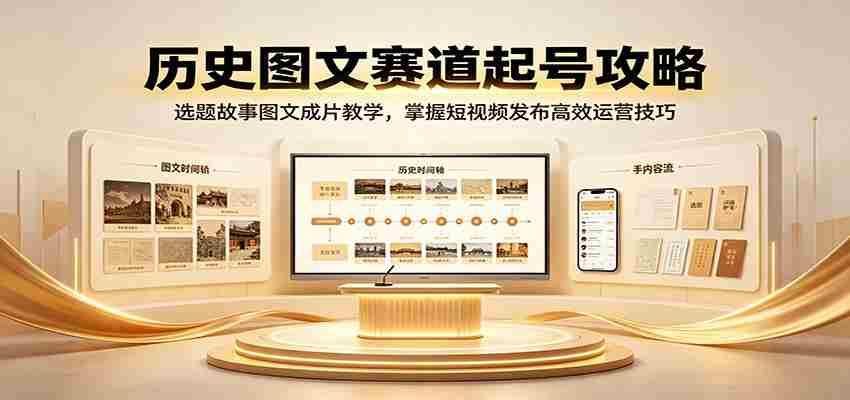 历史图文赛道起号攻略：选题故事图文成片教学，掌握短视频发布高效运营技巧-中创网,冒泡网,福缘网创业项目大全-创安网