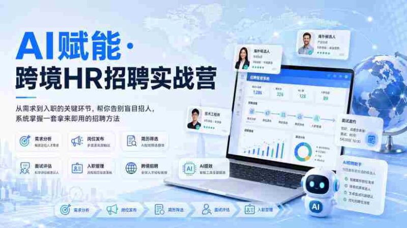 AI赋能·跨境HR招聘实战营，从需求到入职的关键环节，帮你告别盲目招人，系统掌握一套拿来即用的招聘方法-中创网,冒泡网,福缘网创业项目大全-创安网