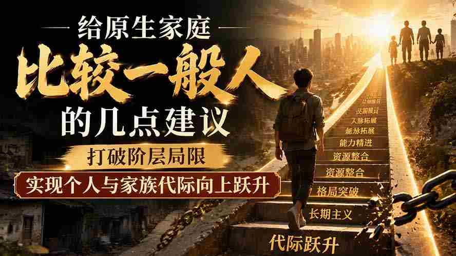 （19708期）付费文章：给原生家庭比较一般人的几点建议，打破阶层局限，实现个人与家族代际向上跃升