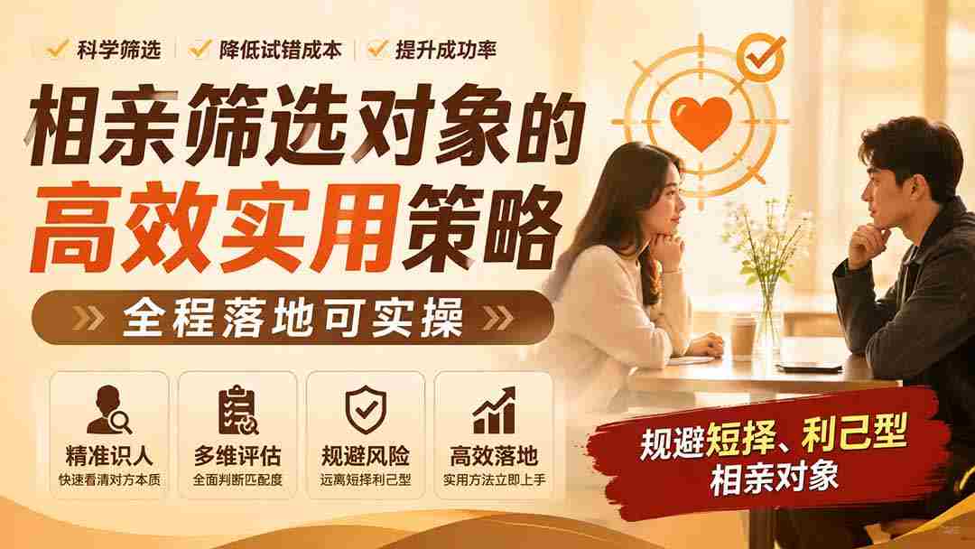 （19727期） 付费文章：相亲筛选对象的高效实用策略，全程落地可实操，规避短择、利己型相亲对象
