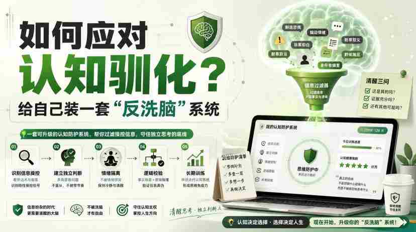 付费文章：如何应对认知驯化？给自己装一套“反洗脑”系统