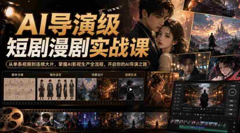 AI导演级短剧漫剧实战课，从单条视频到连续大片，掌握AI影视生产全流程，开启你的AI导演之路!-中创网,冒泡网,福缘网创业项目大全-创安网