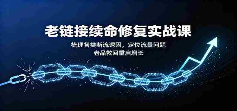 老链接续命修复实战课：梳理各类断流诱因，定位流量问题，老品救回重启增长-中创网,冒泡网,福缘网创业项目大全-创安网