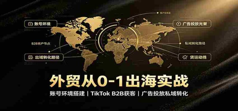 外贸从0-1出海实战：账号环境搭建，TikTok B2B获客，广告投放私域转化-中创网,冒泡网,福缘网创业项目大全-创安网