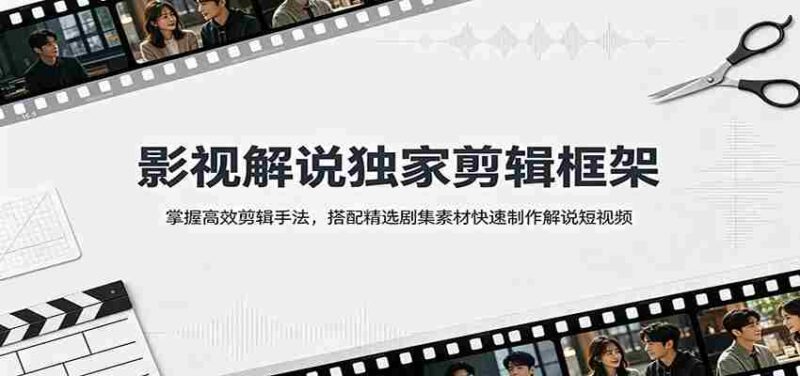 影视解说独家剪辑框架：掌握高效剪辑手法，搭配精选剧集素材快速制作解说短视频-中创网,冒泡网,福缘网创业项目大全-创安网