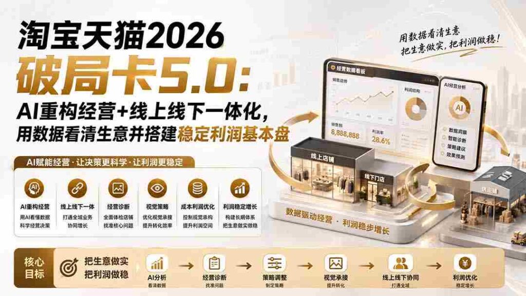 （19748期）淘宝天猫2026破局卡5.0：AI重构经营+线上线下一体化，用数据看清生意并搭建稳定利润基本盘