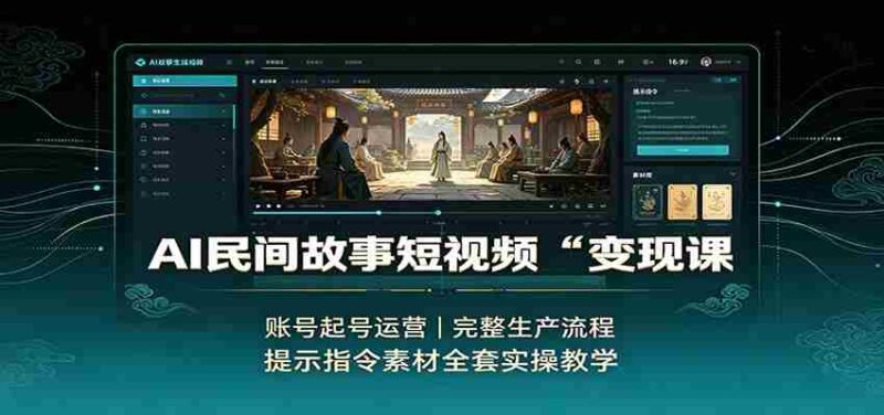 AI民间故事短视频变现课：账号起号运营，完整生产流程，提示指令素材全套实操教学-中创网,冒泡网,福缘网创业项目大全-创安网