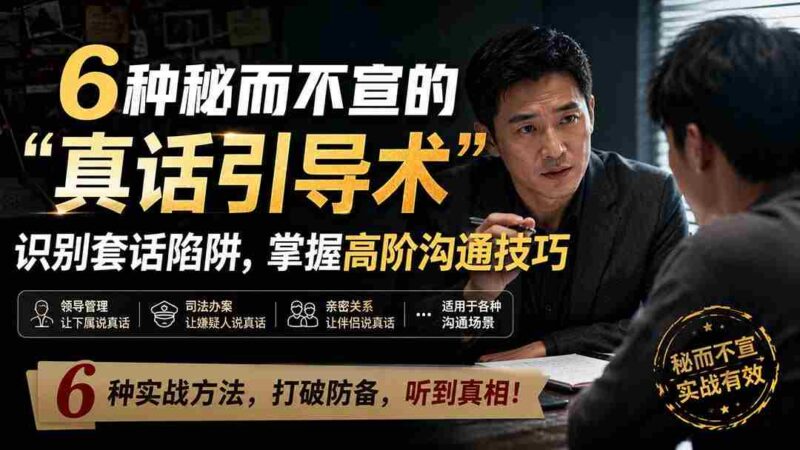 (20113期)付费文章:6种秘而不宣的“真话引导术”识别套话陷阱,掌握高阶沟通技巧-中创网,冒泡网,福缘网创业项目大全-创安网