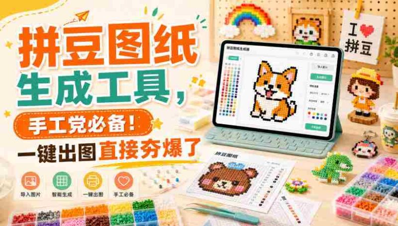 拼豆图纸生成工具，手工党必备！一键出图直接夯爆了-中创网,冒泡网,福缘网创业项目大全-创安网