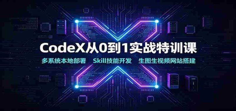 CodeX从0到1实战特训课：多系统本地部署，Skill技能开发，生图生视频网站搭建-中创网,冒泡网,福缘网创业项目大全-创安网
