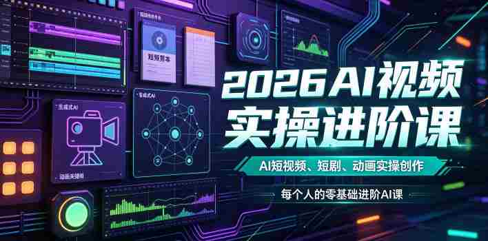 2026AI视频实操进阶课，AI短视频、短剧、动画实操创作，每个人的零基础进阶ai课（更新0825）-中创网,冒泡网,福缘网创业项目大全-创安网